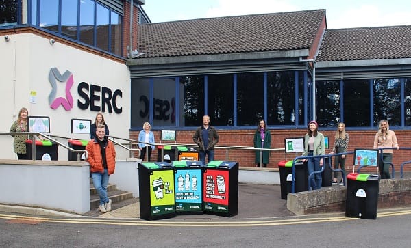 Line up of SERC staff with council staff and new bins